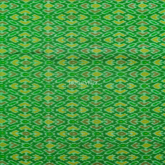 Green Handwoven Pochampally Ikat Siko Fabric