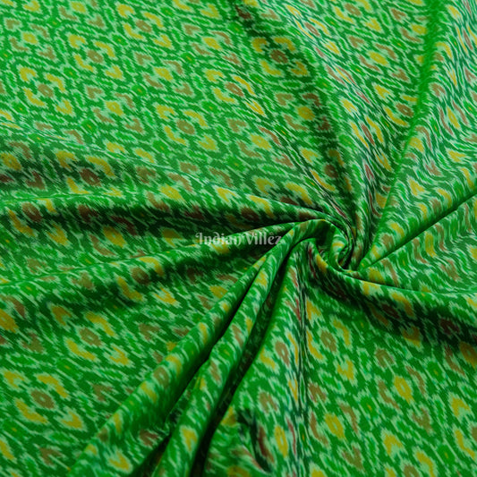 Green Handwoven Pochampally Ikat Sico Fabric