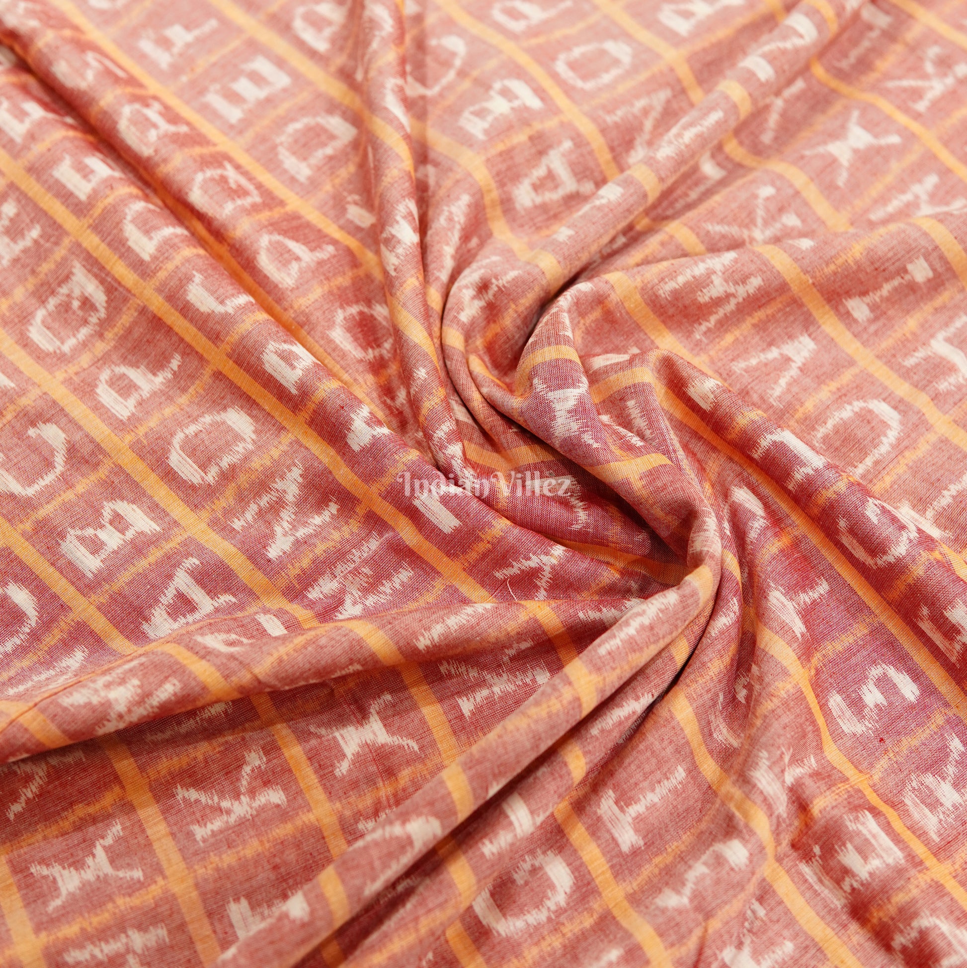 English Alphabet With Geometric symbols Sambalpuri Cotton Fabric