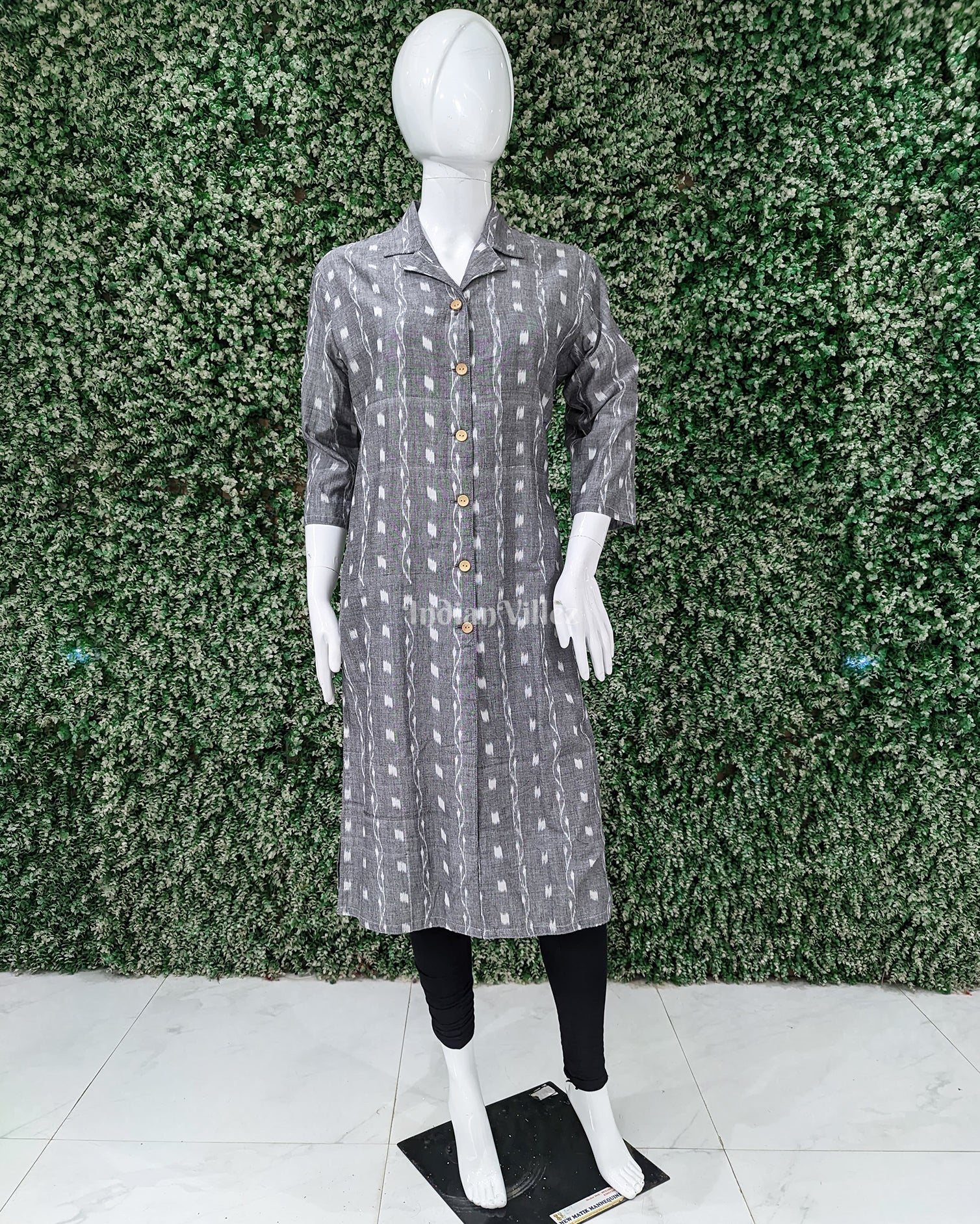 Grey Butta design Odisha Ikat Designer Cotton Kurti for Women