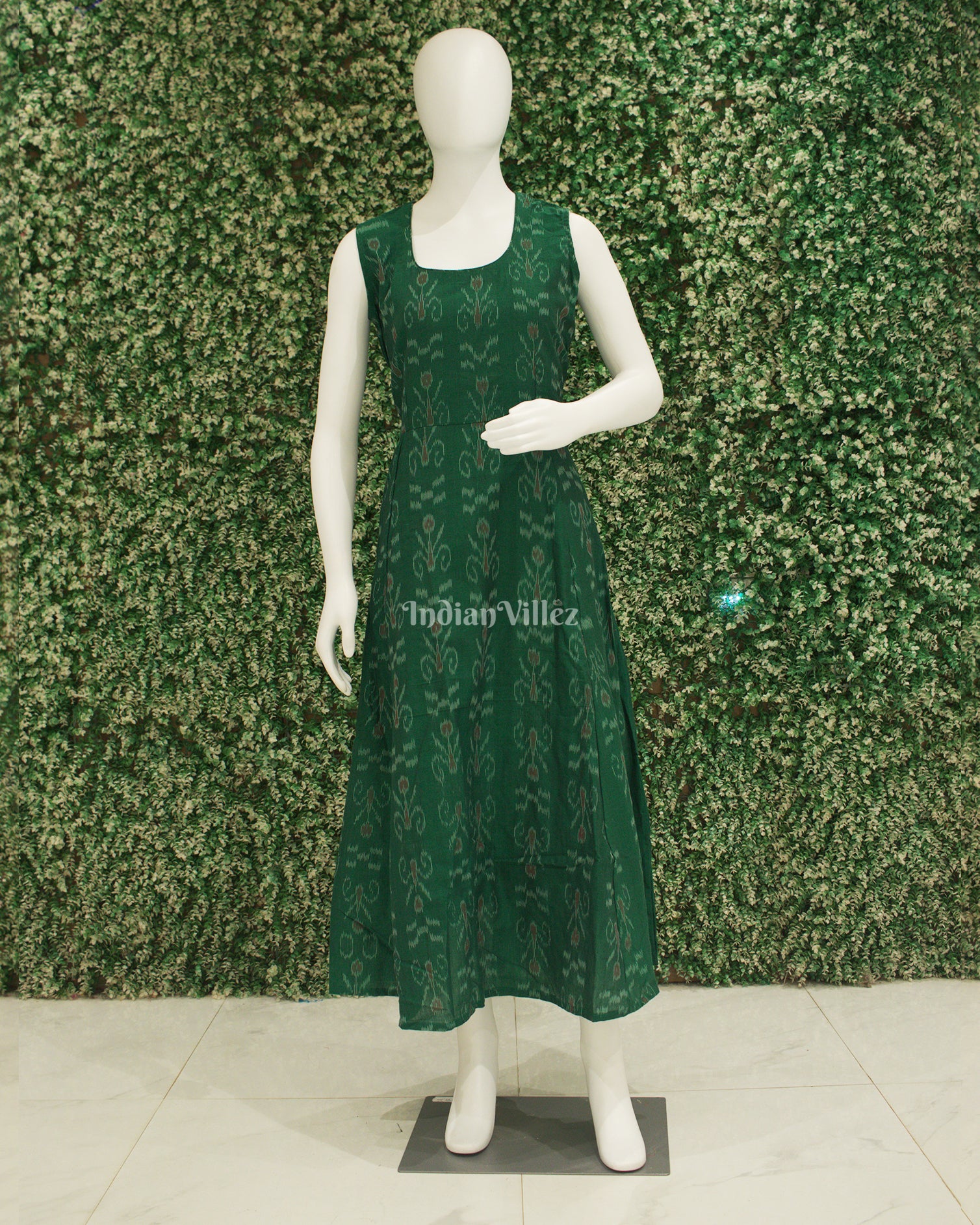 Green Odisha Ikat Designer Long Gown for Women