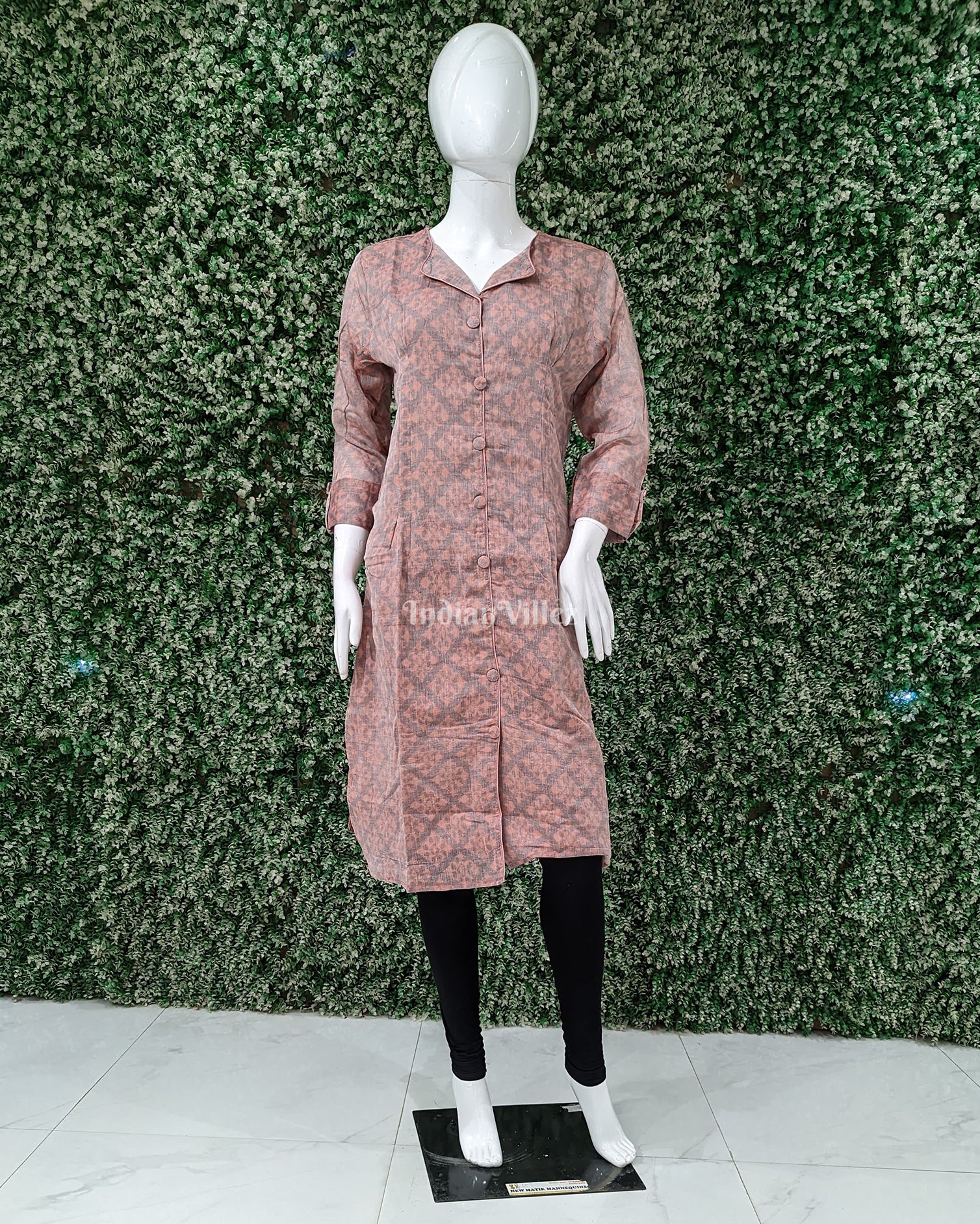 Pink Grey Odisha Ikat Designer Cotton Kurti for Women