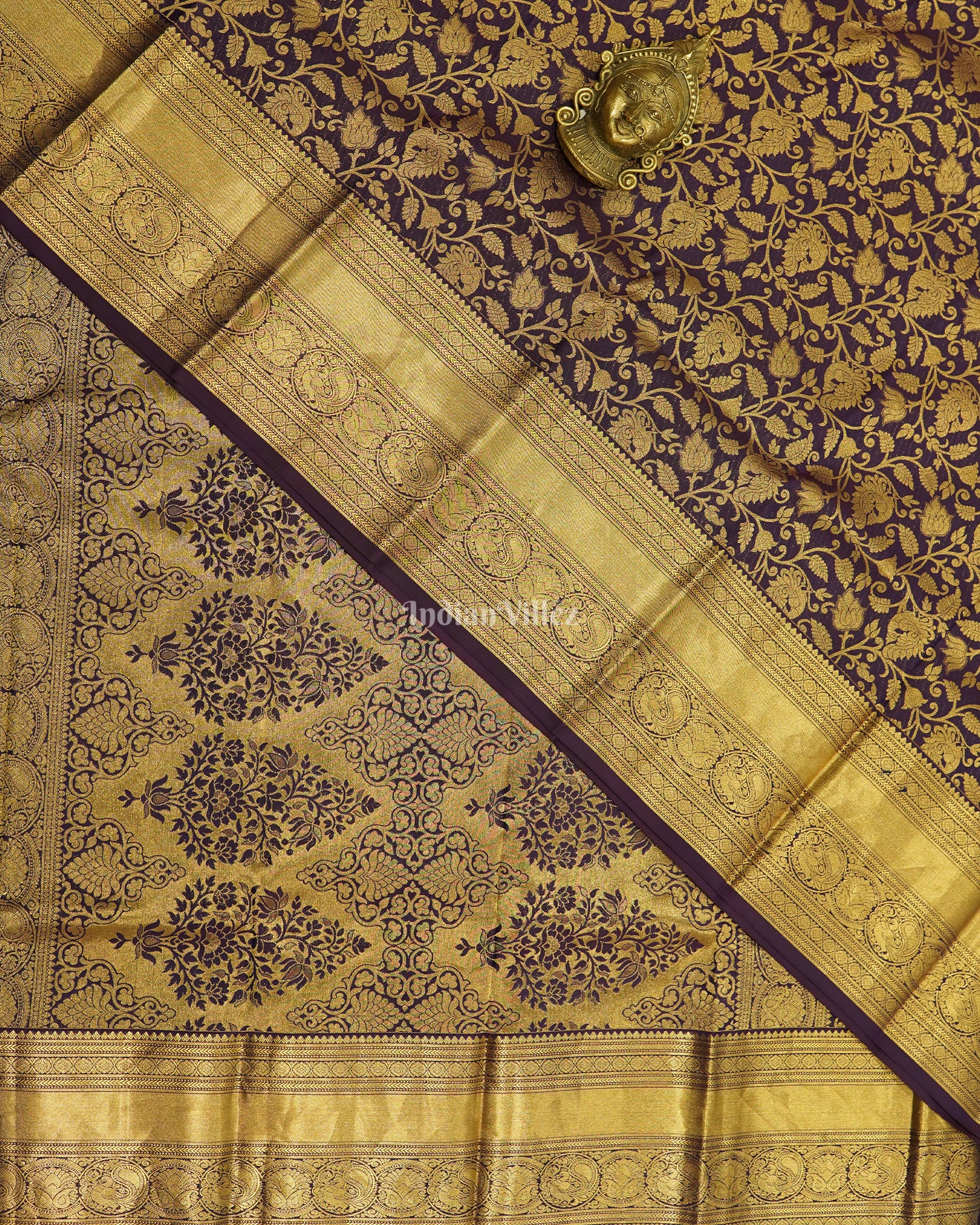 Exclusive Purple Golden Pure Kanjivaram Silk Saree