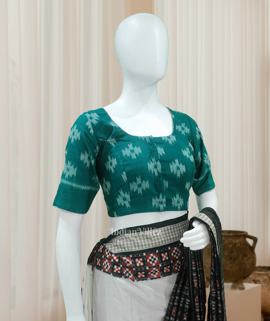 Green Odisha Ikat Sambalpuri Cotton Blouse