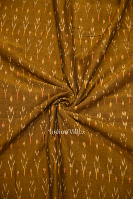 Mustard Yellow Pochampally Ikat Cotton Fabric