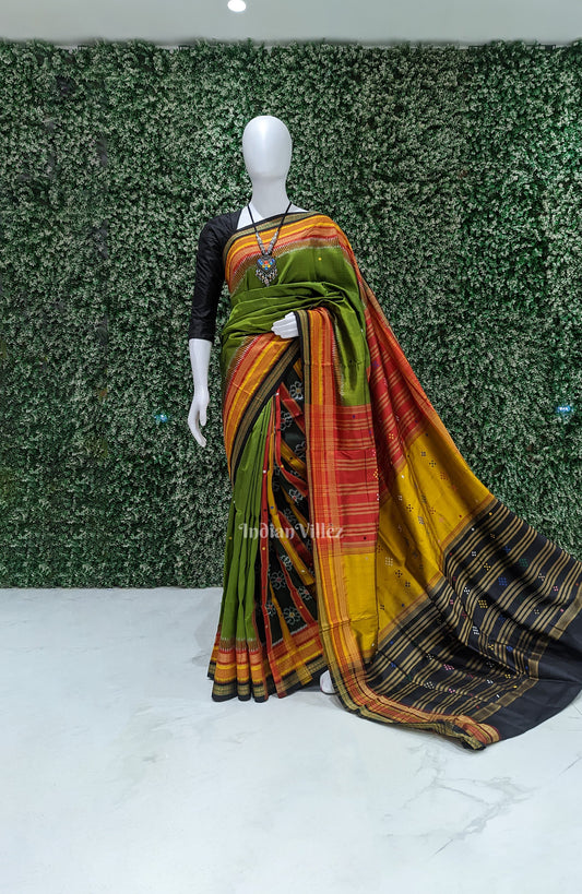 Mehndi Green Patil Design Kathiphera Khandua Silk Saree