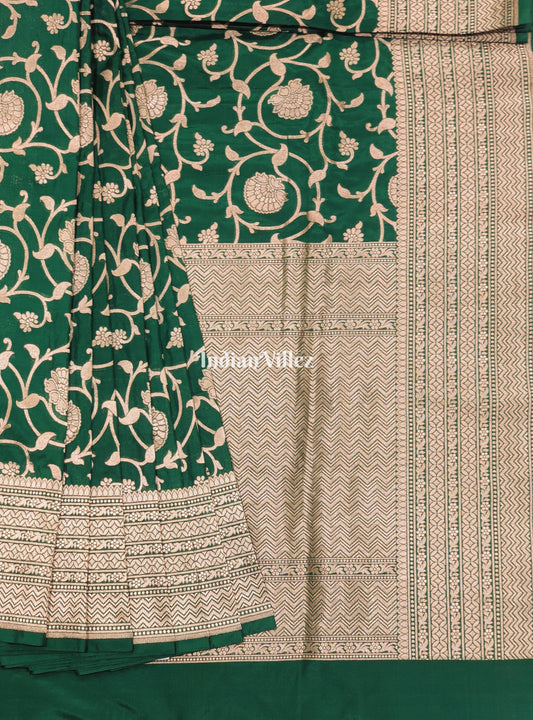 Teal Green Uppada Katan Silk Banarasi Saree