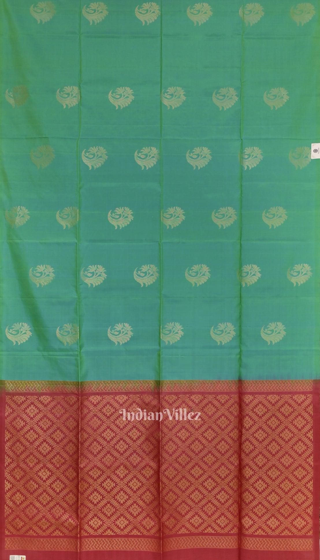 Sky Green With Pinkish Red Pure Kanjivaram Soft Silk Saree