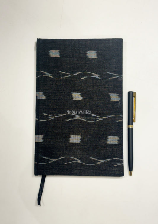 Black Butta design Handmade Ikat Woven Cotton Fabric Cover Diary 