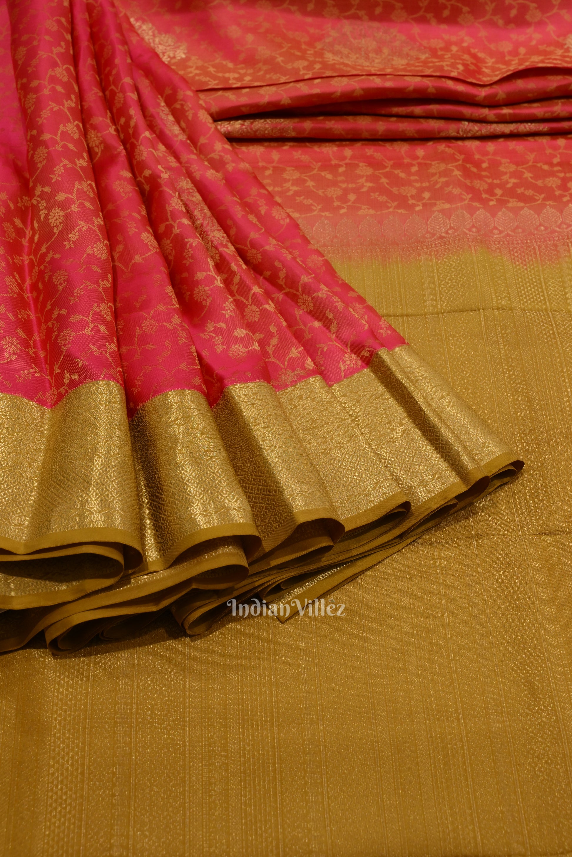 Pink With Golden Pure Kanjivaram Silk Saree