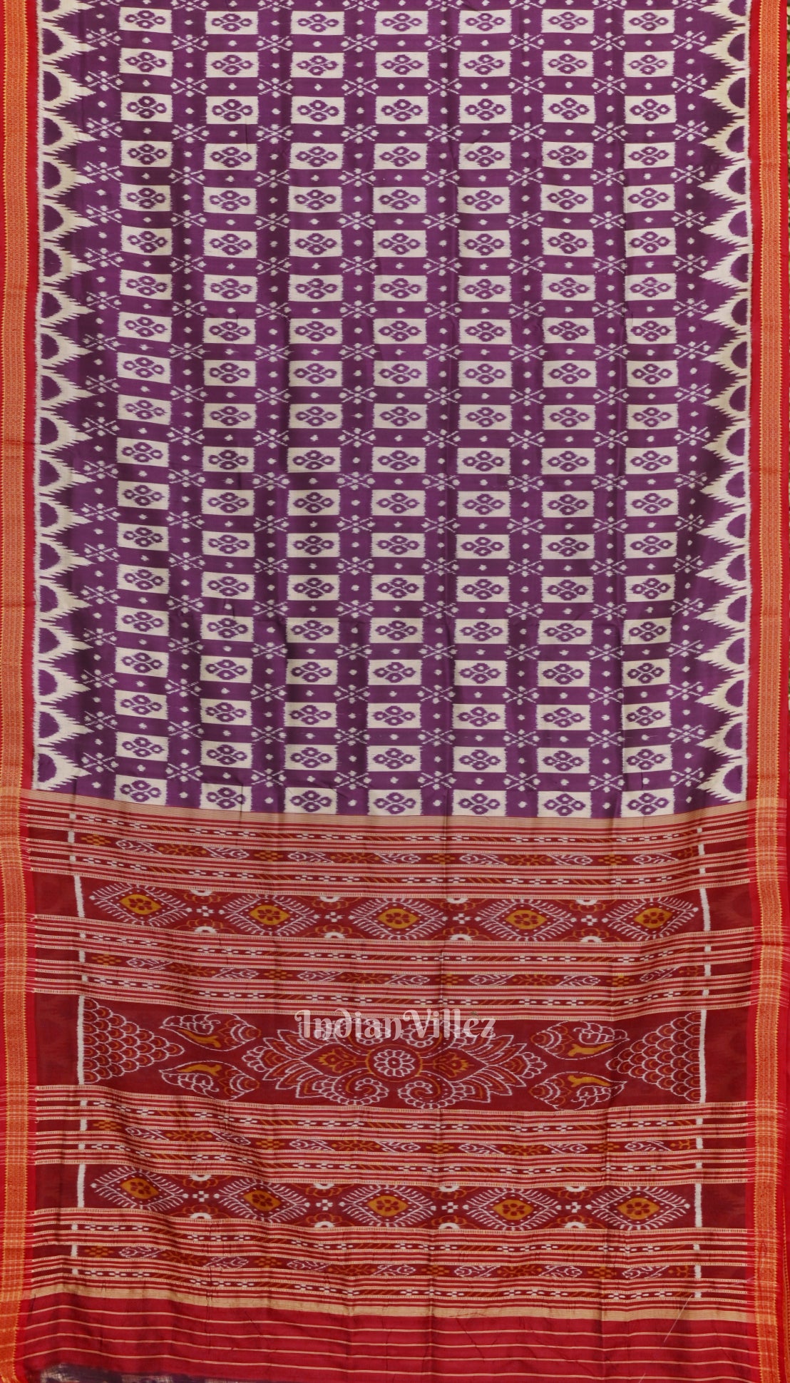 Purple Grey Odisha Ikat Khandua Silk Saree