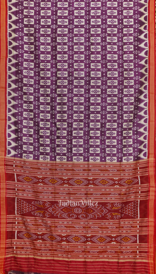 Purple Grey Odisha Ikat Khandua Silk Saree