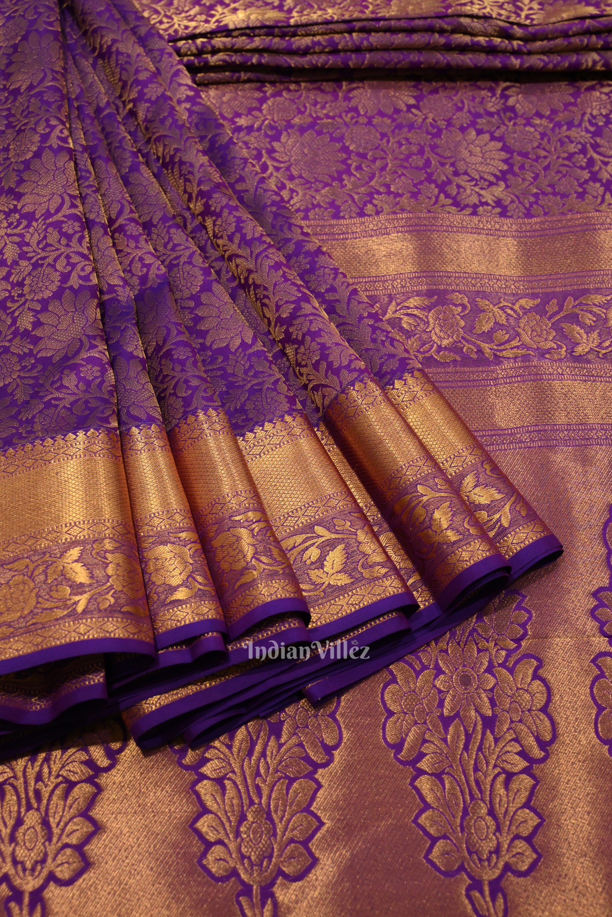 Blue With Golden Pure Kanjivaram Silk Saree