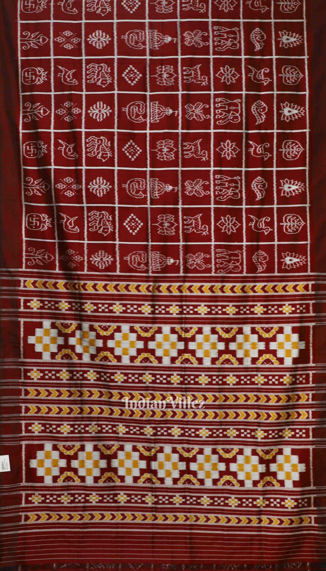 Red Nabakothi With Pasapali Anchal Odisha Ikat Contemporary Silk Saree