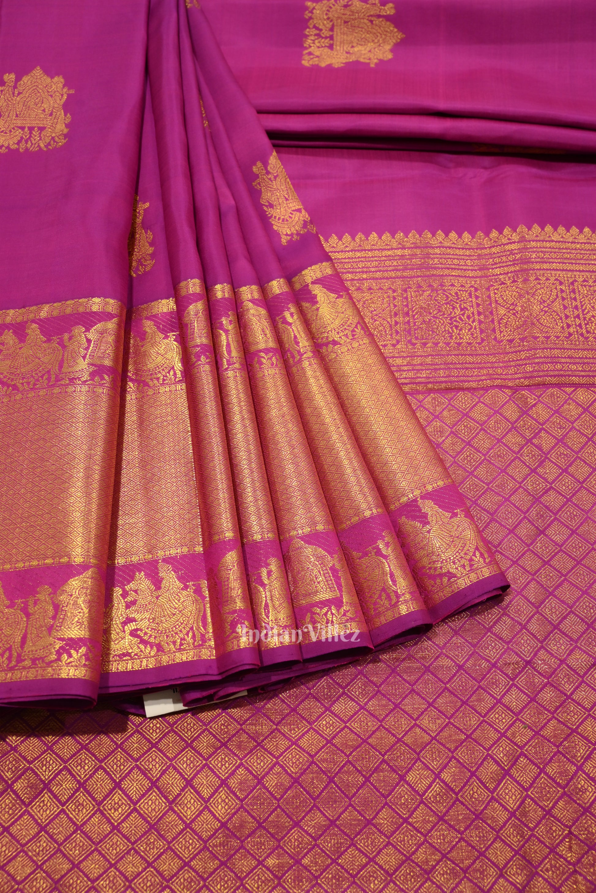 Magenta Doli Barat Theme at Border Pure Kanjivaram Silk Saree