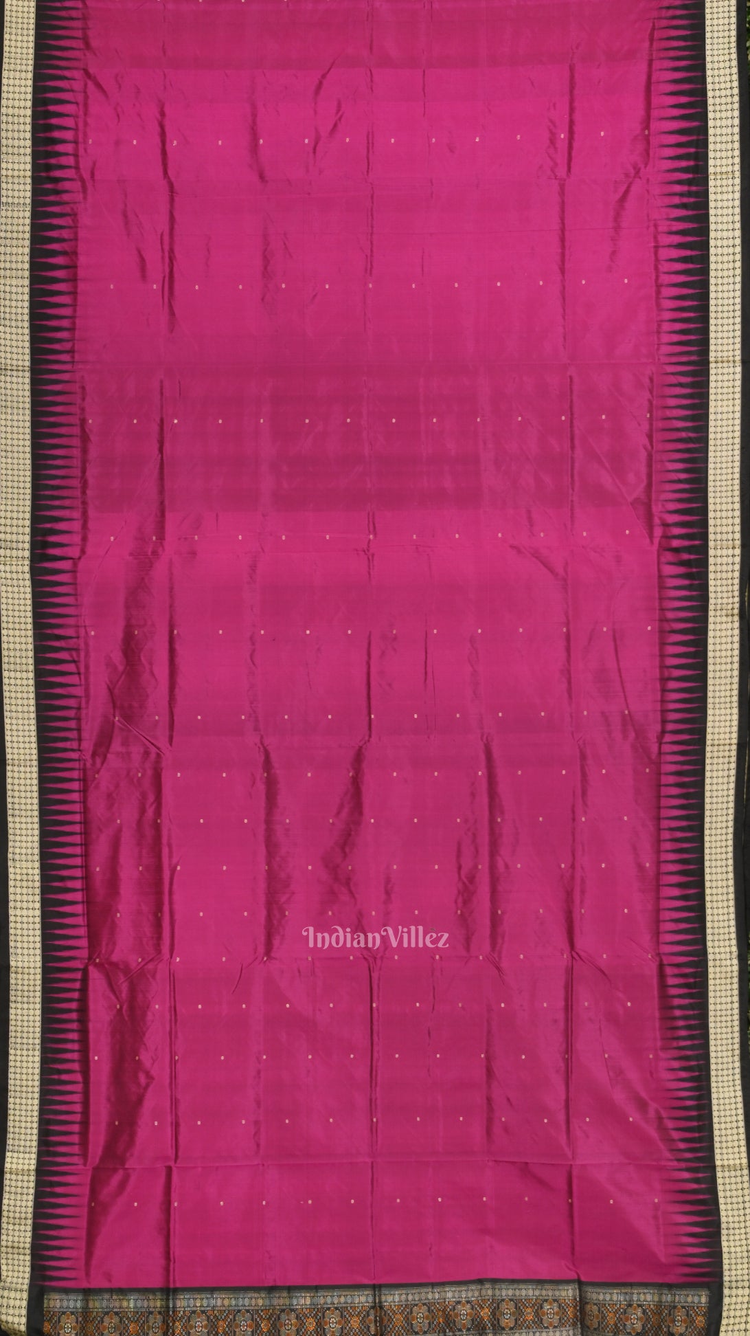 Magenta Pink Black Buti Design  Bomkai Sambalpuri Silk saree 