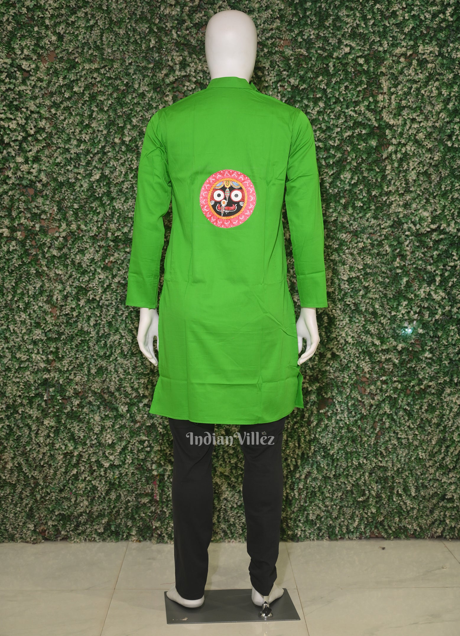 Green  Hand-Painted Pattachitra Kurta