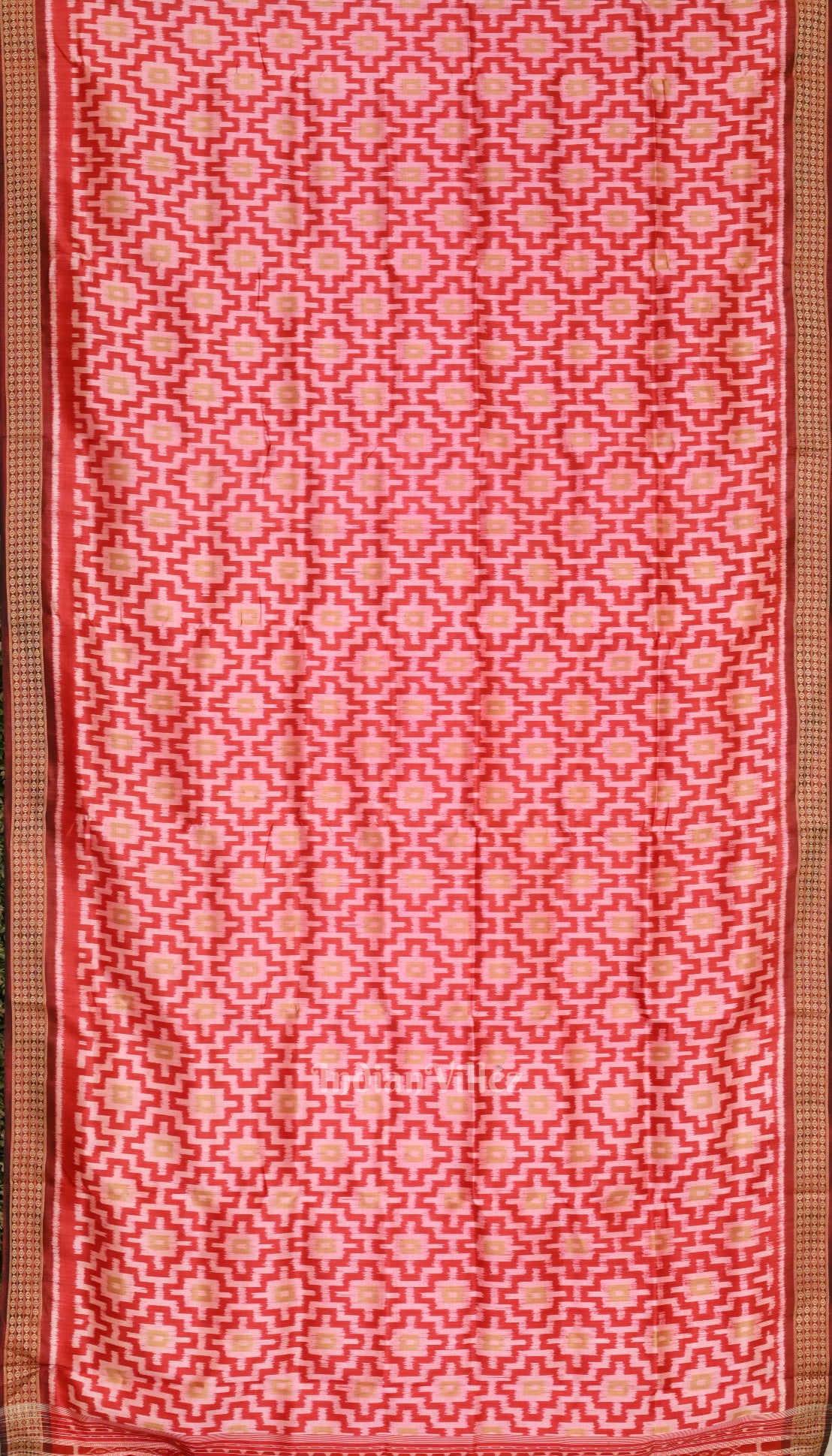 Red Pasapali Theme Odisha Ikat Khandua Silk Saree