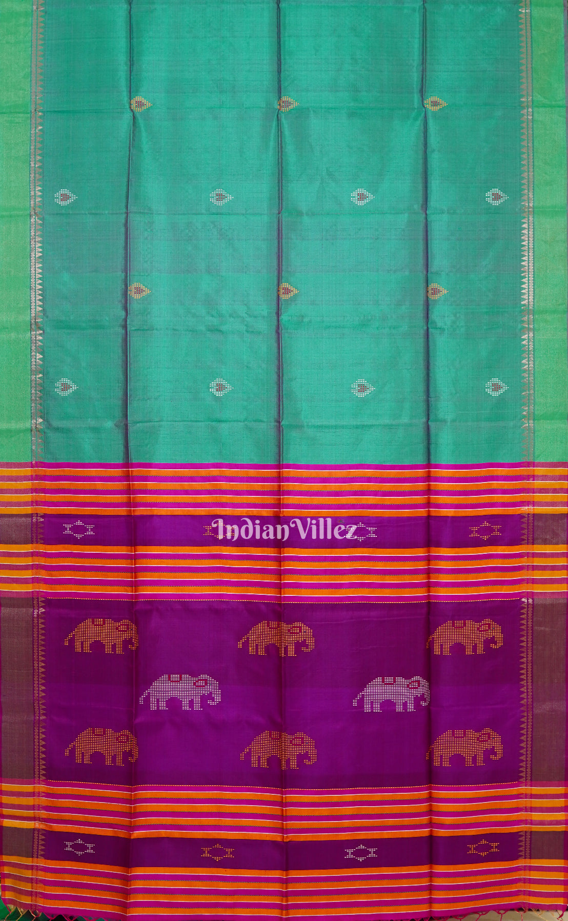 Sky Green Handwoven South Soft Silk Saree