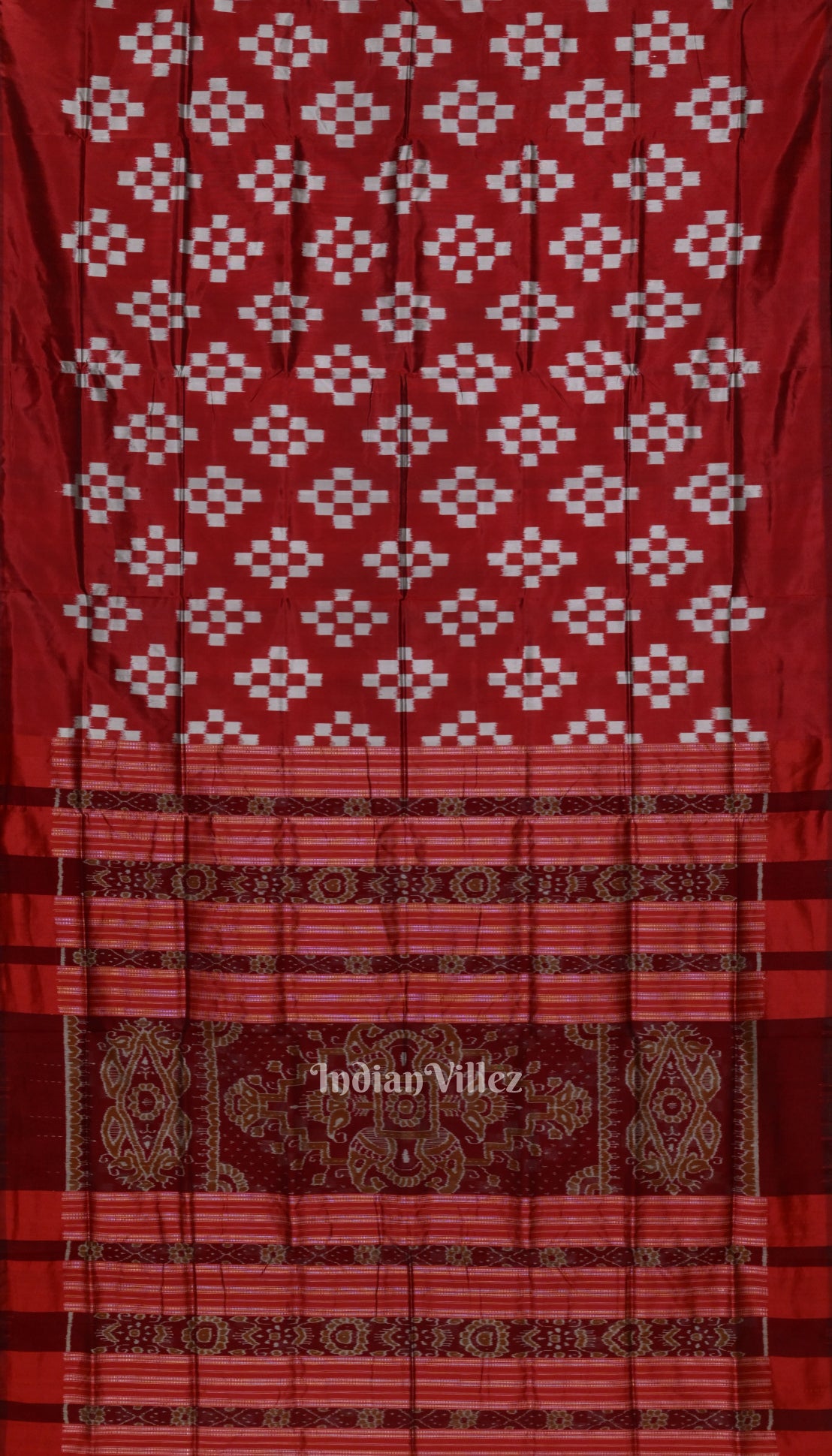 Deep Maroon Grey Pasapali Theme Sambalpuri Silk Saree