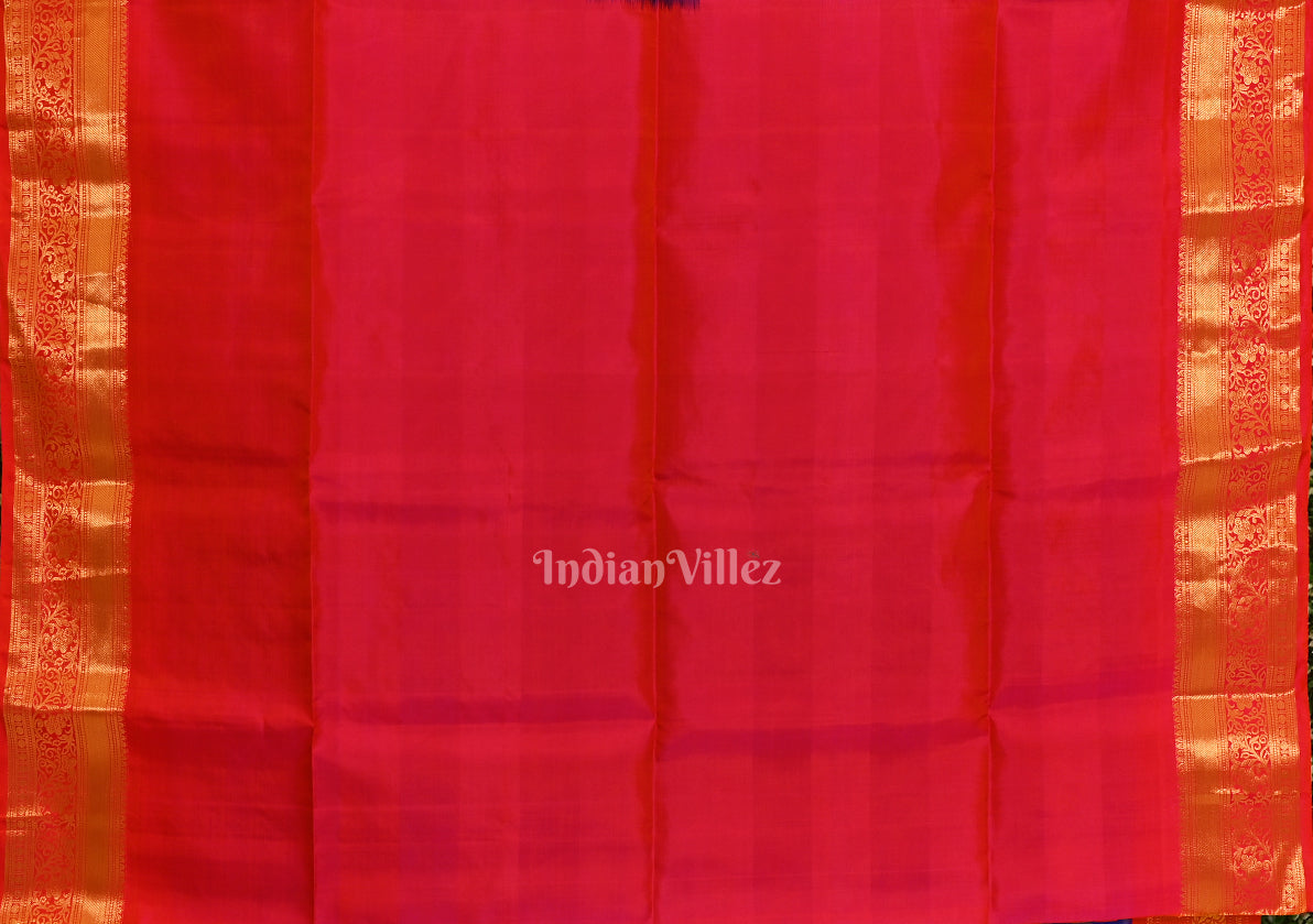 Royal Blue with Red Border Pochampally Ikat Silk Saree 