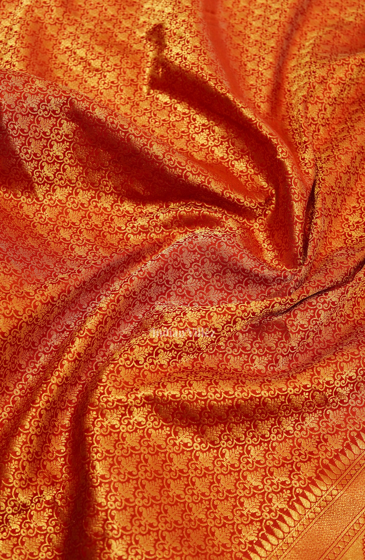 Red Golden Pure Kanjivaram Silk Saree