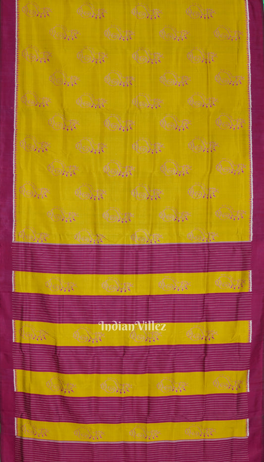 Olive Green Odisha Ikat Shankha Designer Contemporary Silk Saree