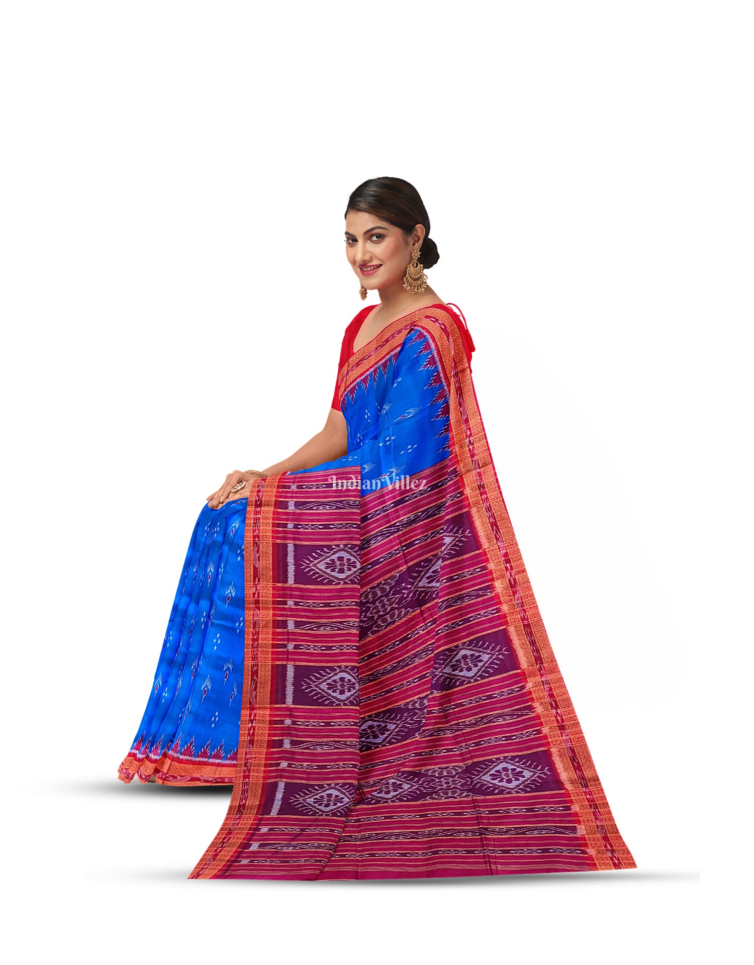 Royal Blue Mayur Chandrika Khandua Silk Saree