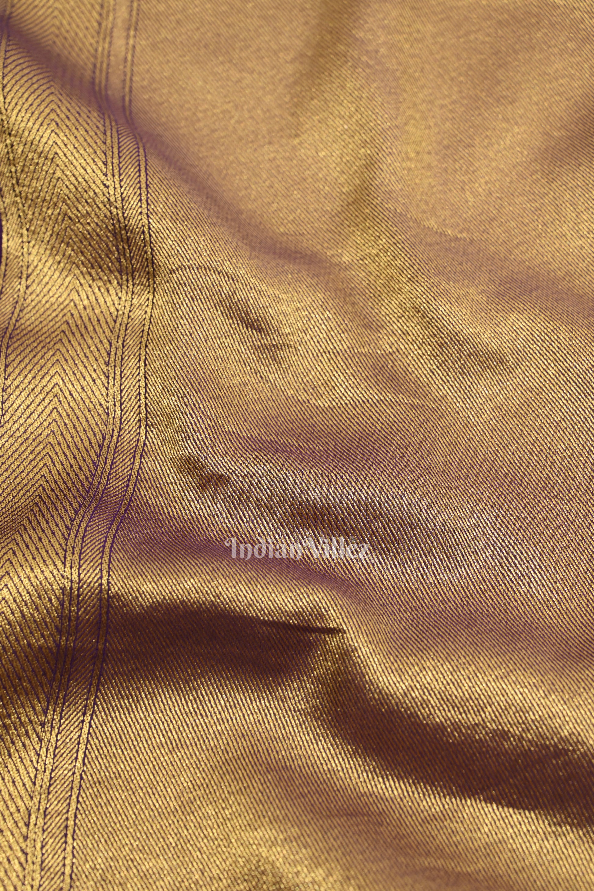 Violet  with Golden Border Banarasi Mashru Silk Saree