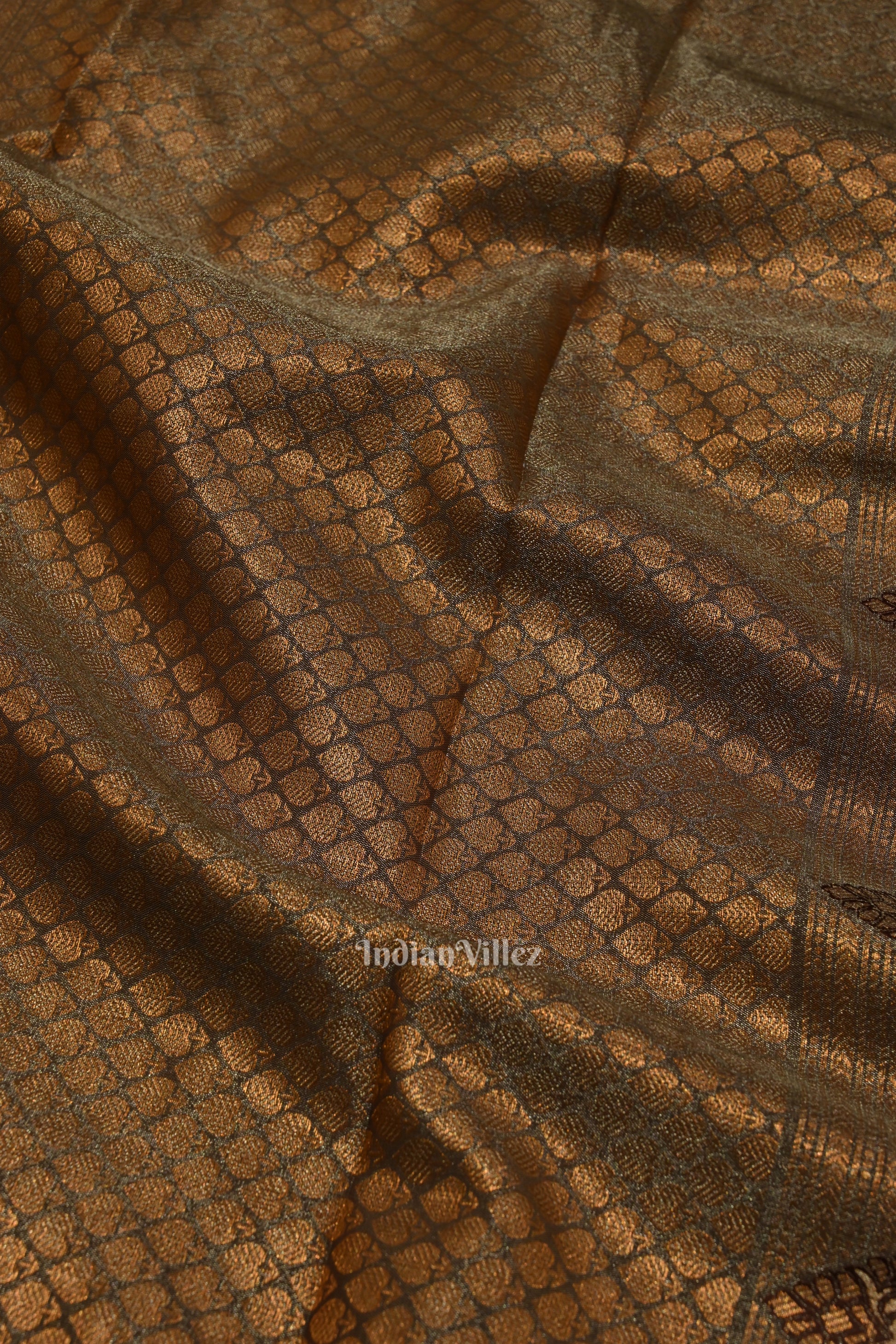 Copper Pure Kanjivaram Tissue Silk Saree