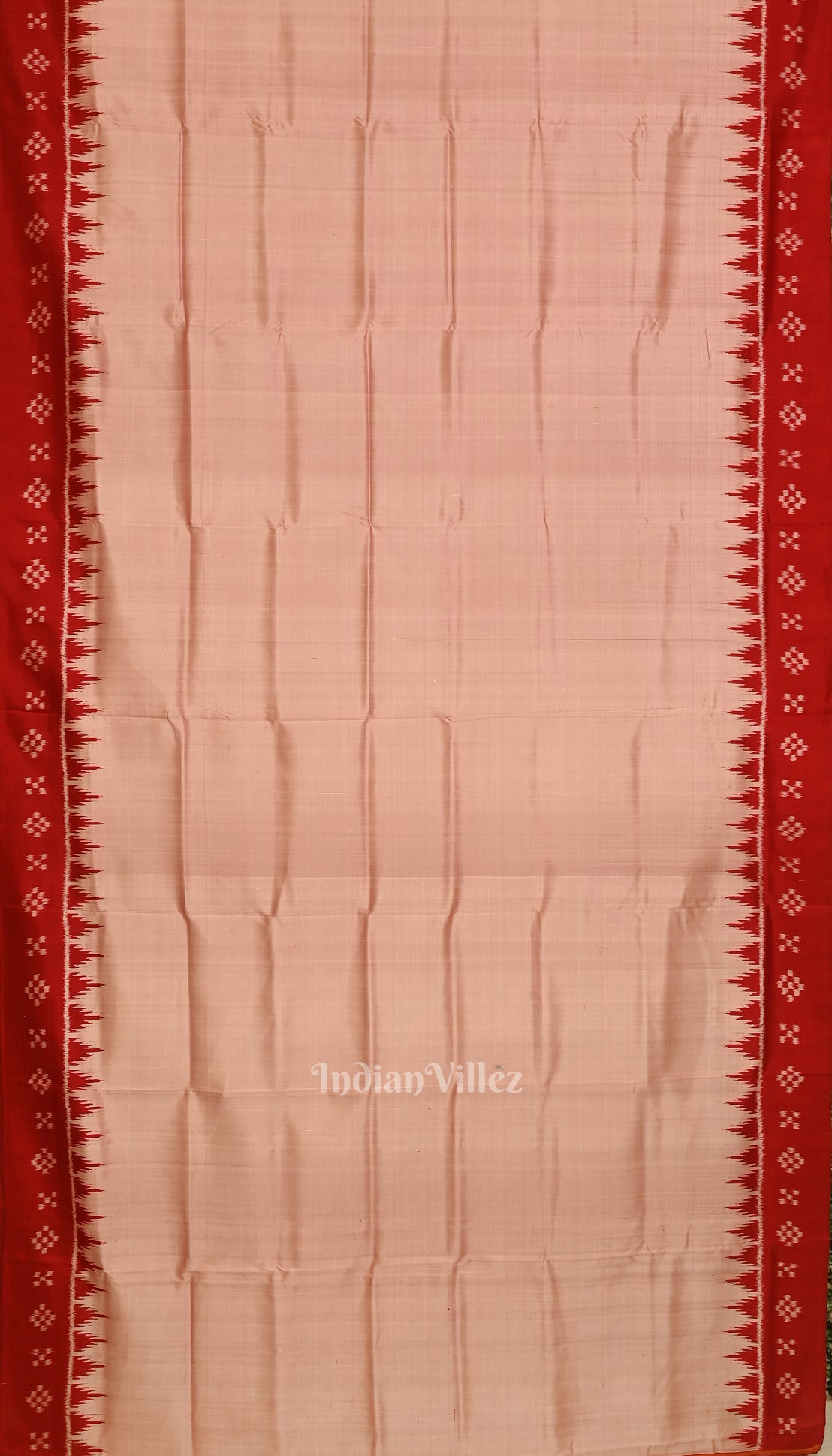 Peach Red Odisha Handloom Jhoti Theme Contemporary Silk Saree 