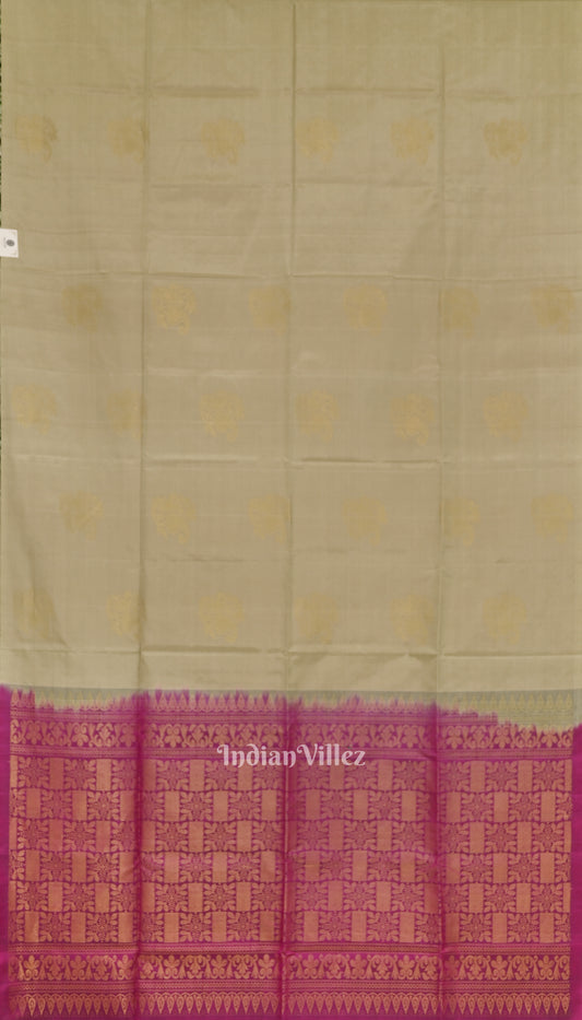 Sand With Magenta Pure Kanjivaram Soft Silk Saree