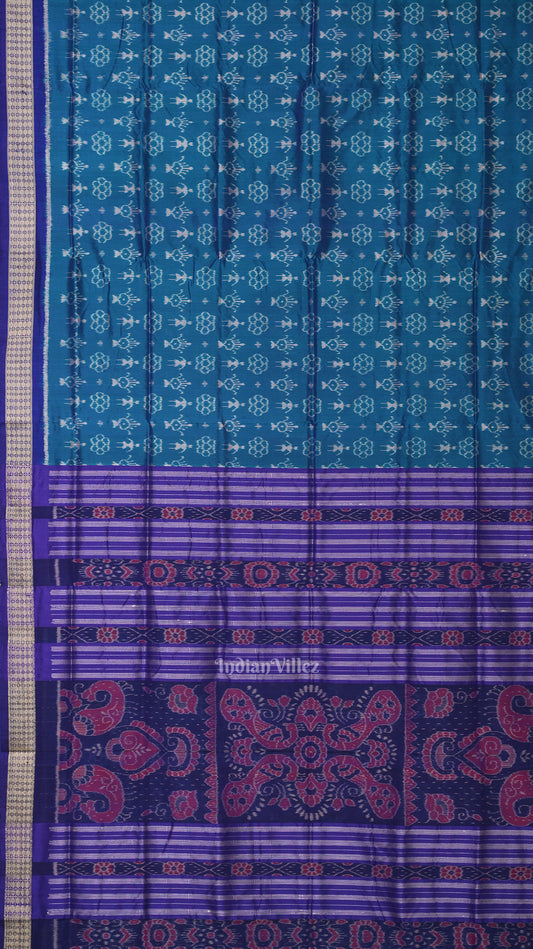 Deep Blue Tribal Theme Sambalpuri Silk Saree