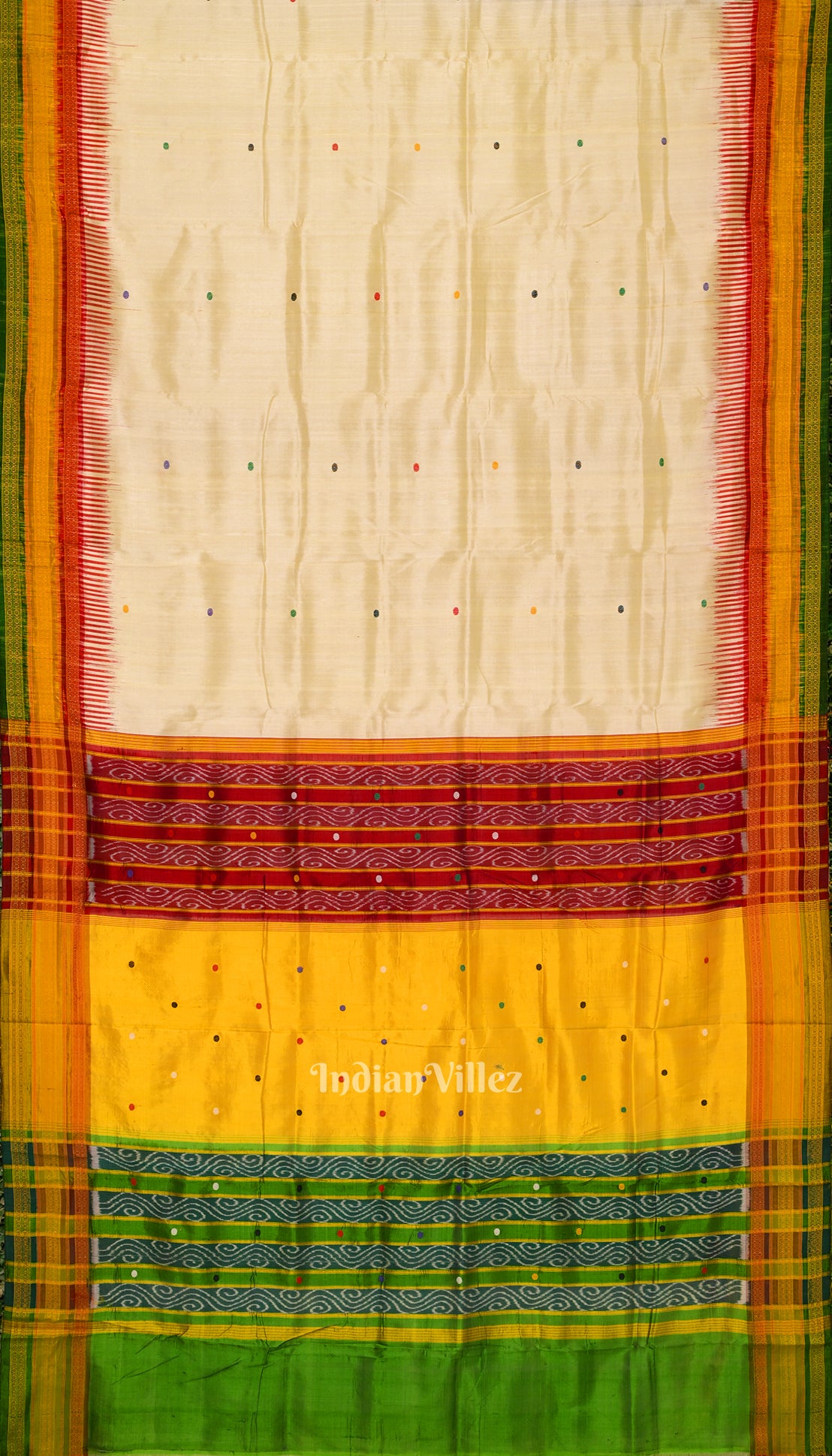 Lemon Yellow Kathiphera Odisha Ikat Khandua Silk Saree