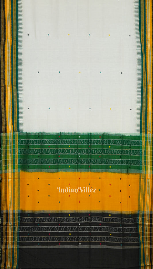 White Odisha Ikat Khandua Kathiphera Cotton Saree