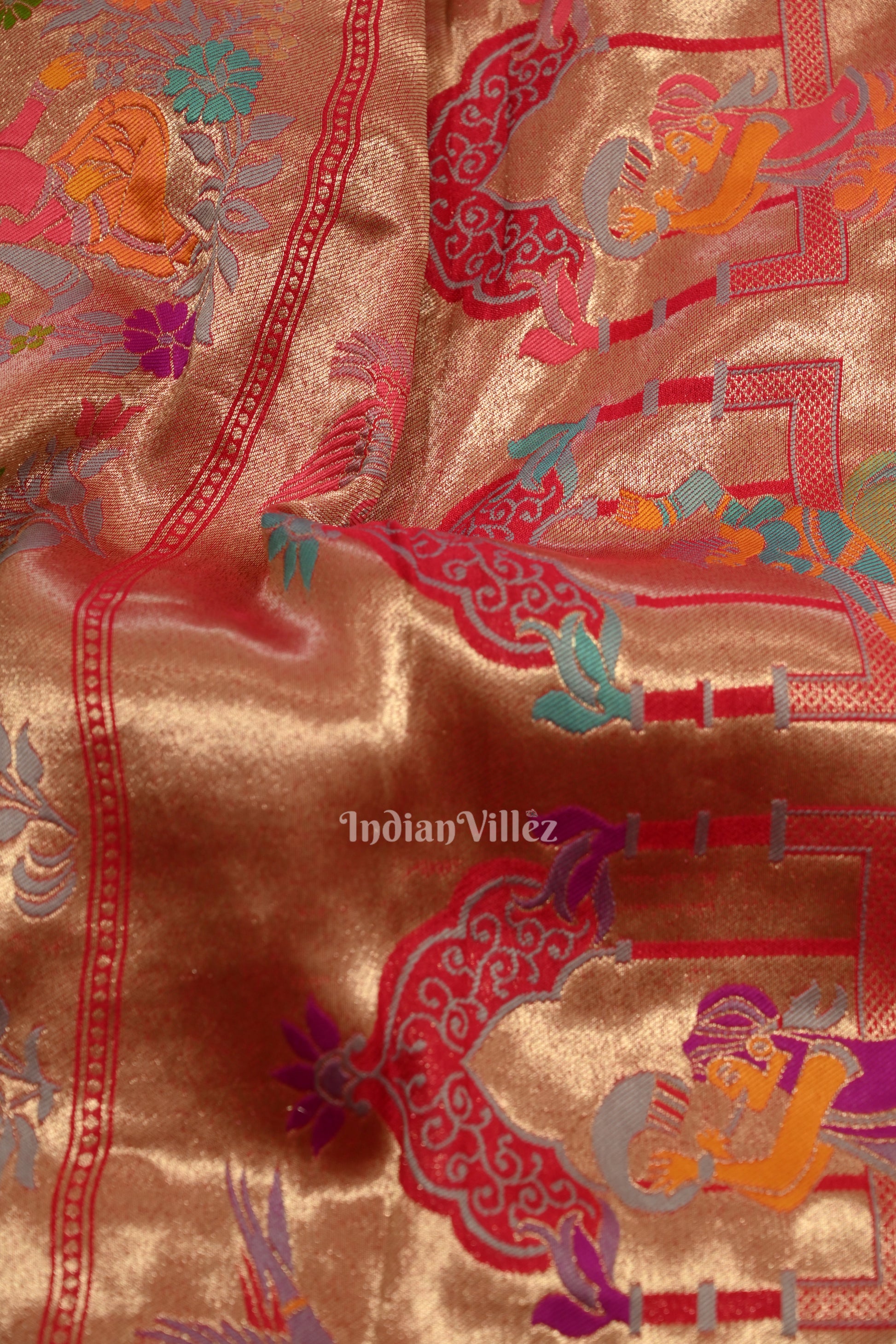 Bright Pink Tussar Banarasi Handloom Silk Saree