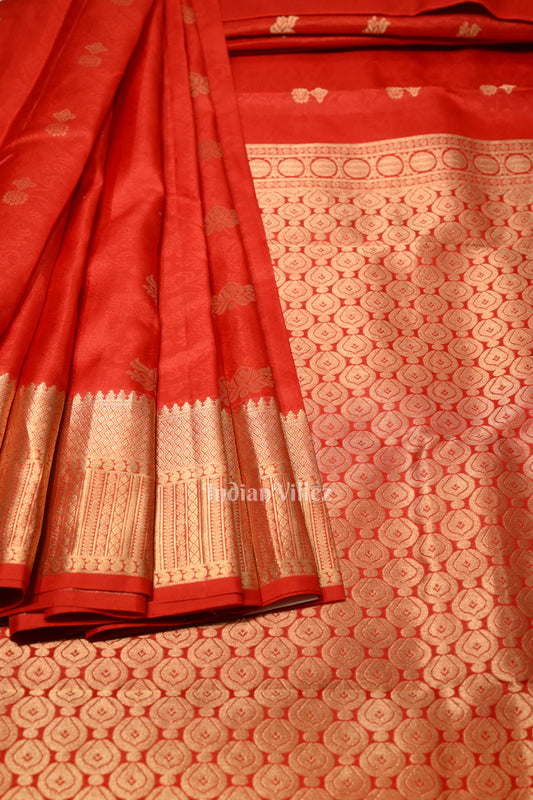 Exclusive Red Bridal Brocade Kanjivaram Silk Saree 