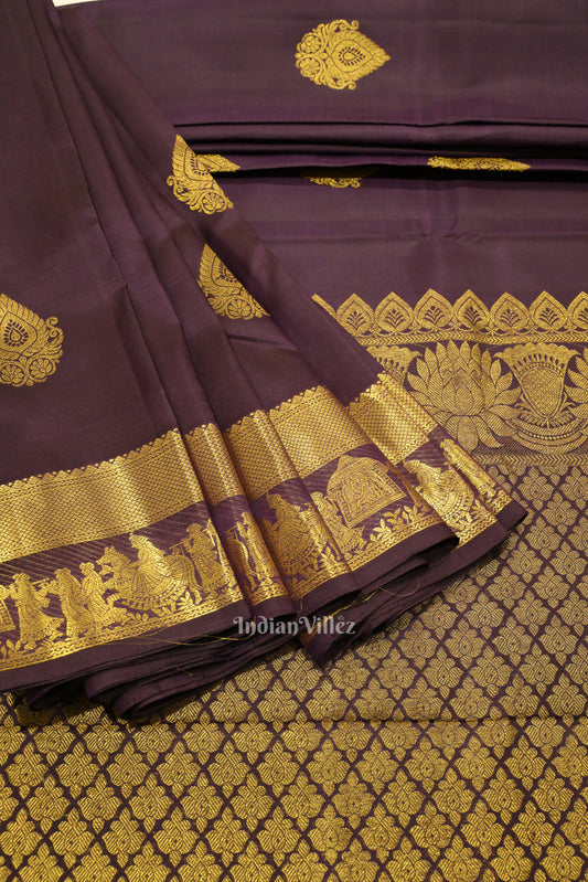 Dark Purple Doli Barat Theme at Border Kanjivaram Silk Saree