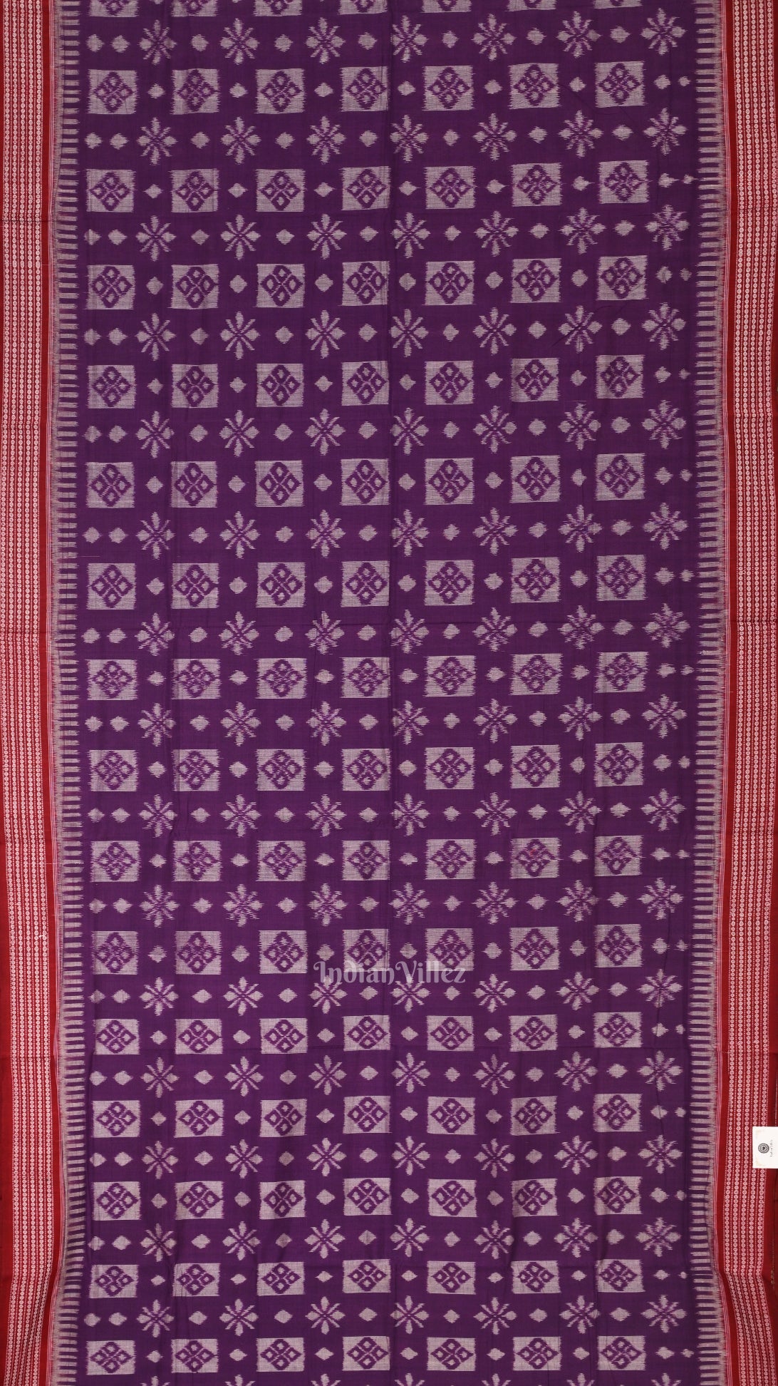 Violet Maroon Pasapali Odisha Sambalpuri Pure Cotton Ikat Saree