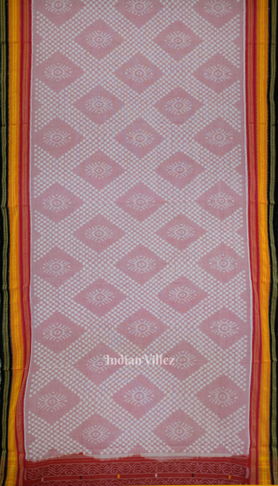 Light Pink Odisha Ikat Sambalpuri Pure Cotton Saree