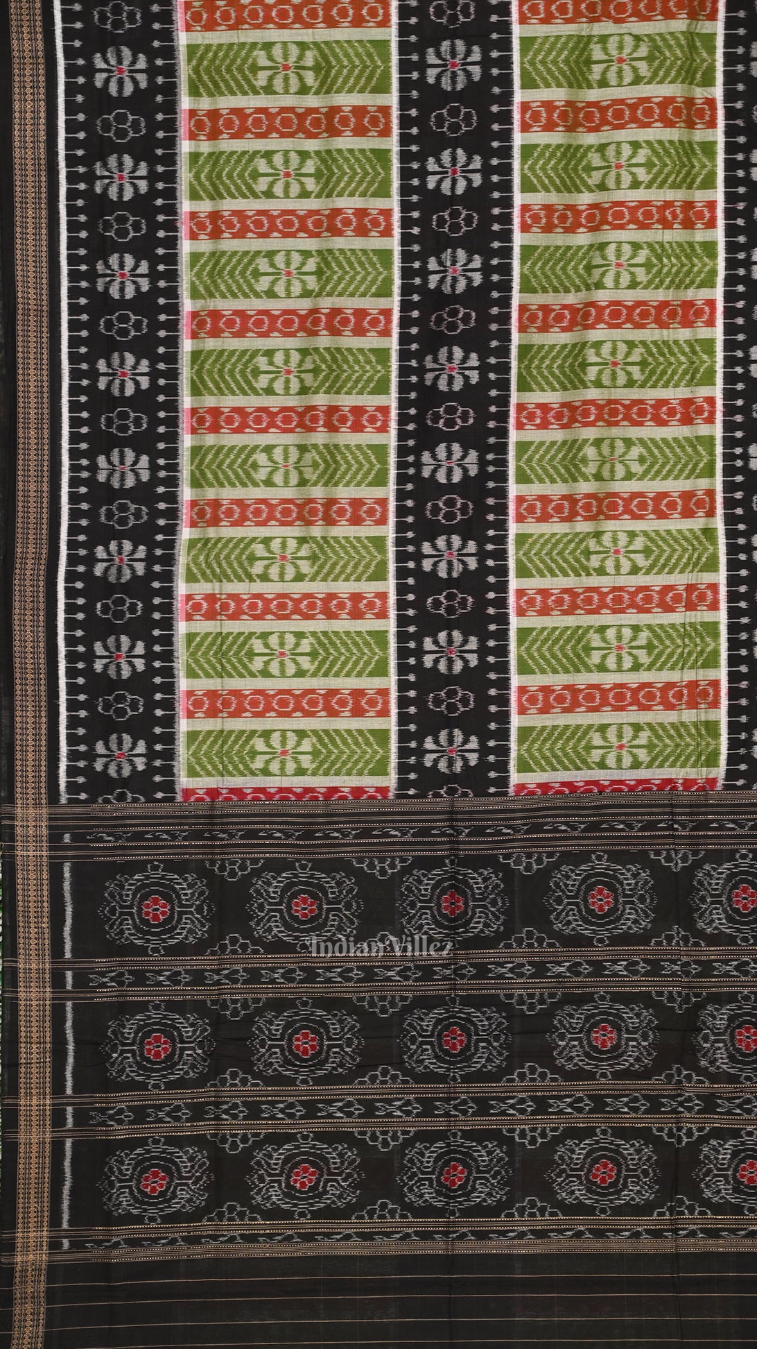 Green Black Odisha Sambalpuri Pure Cotton Saree