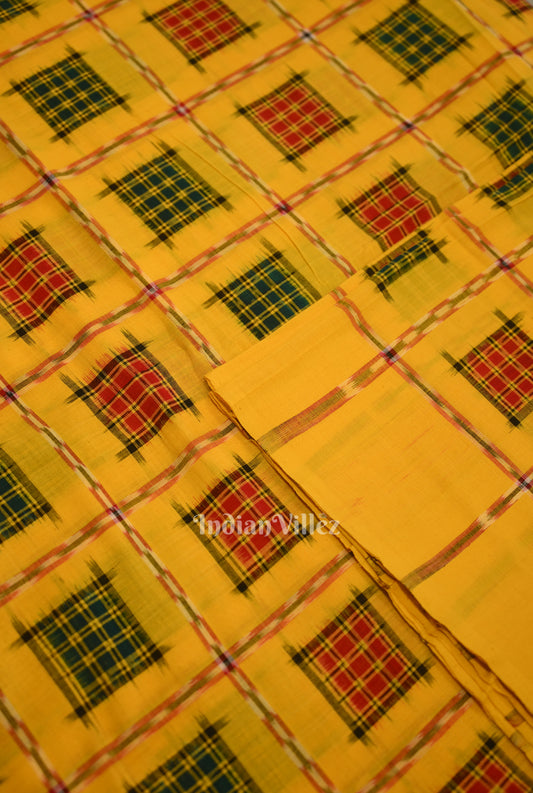 Yellow Ashwin Theme Sambalpuri Ikat Cotton Fabric