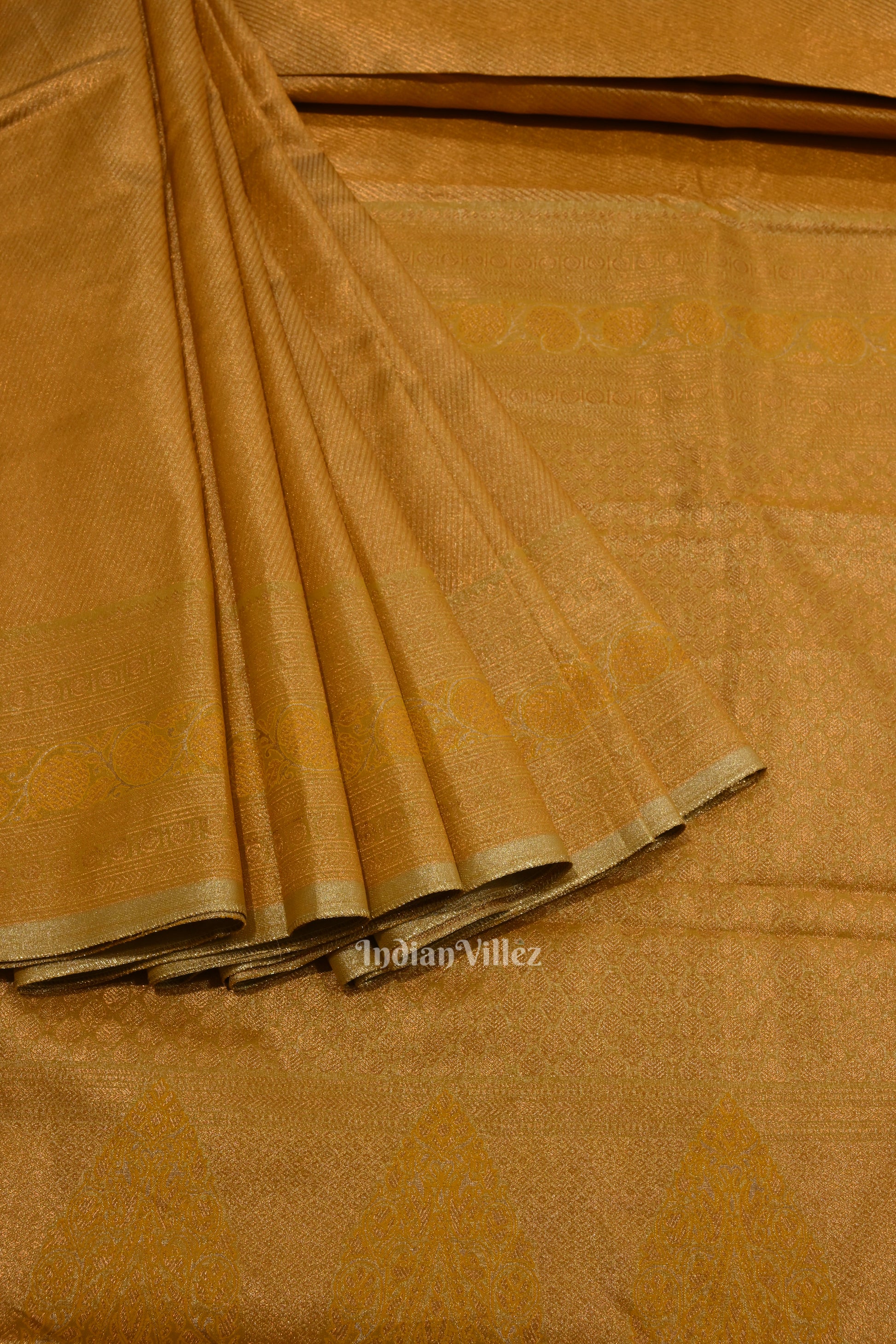 Mustard Yellow Pure Kanjivaram Tissue Silk Saree