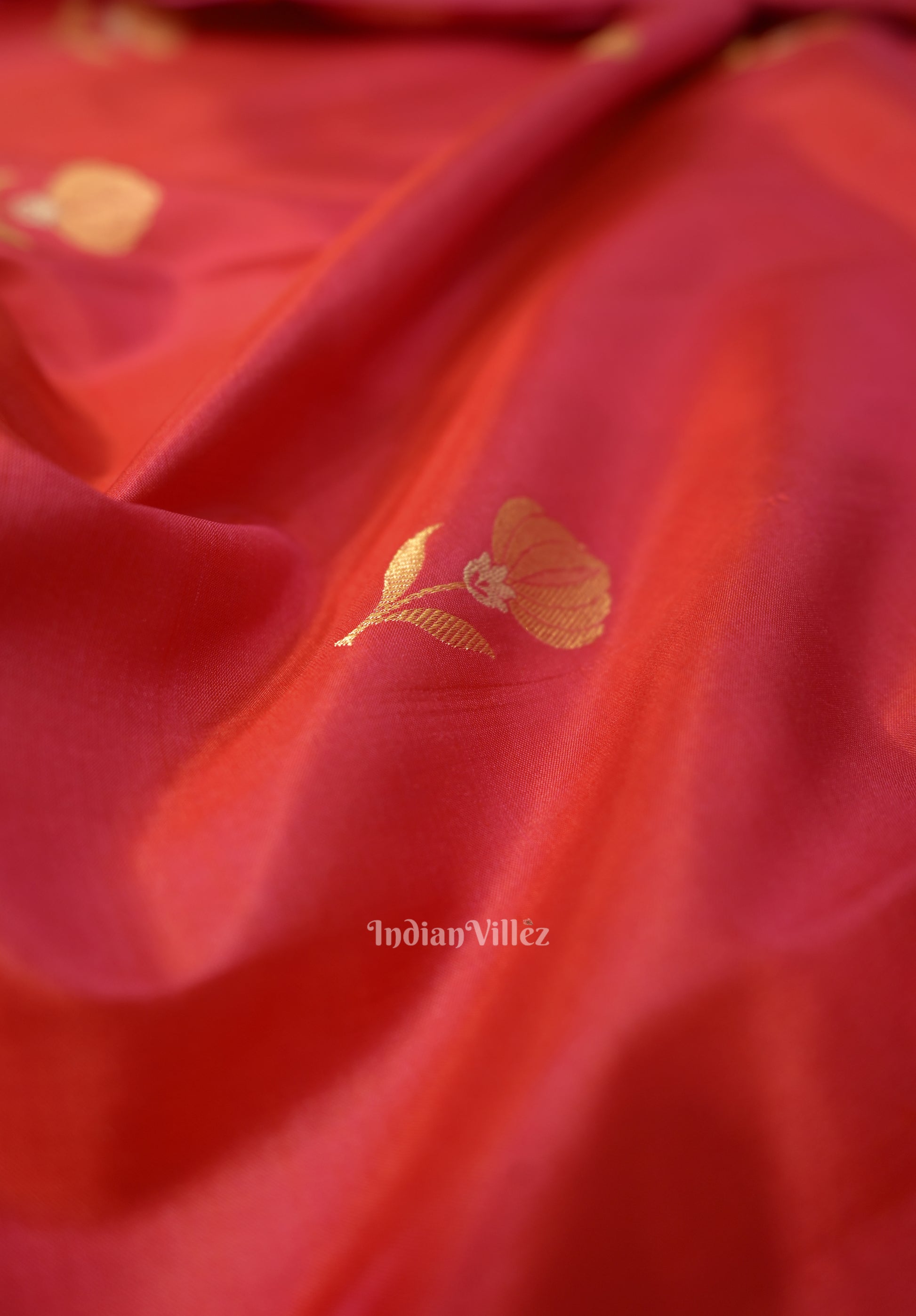 Red Katan Banarasi Silk Saree