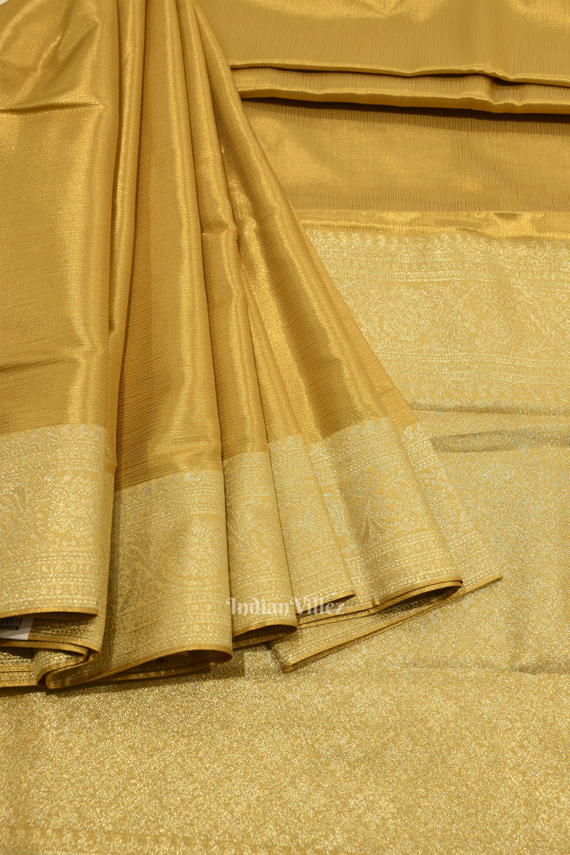 Golden Yellow Pure Kanjivaram Tissue Silk Saree