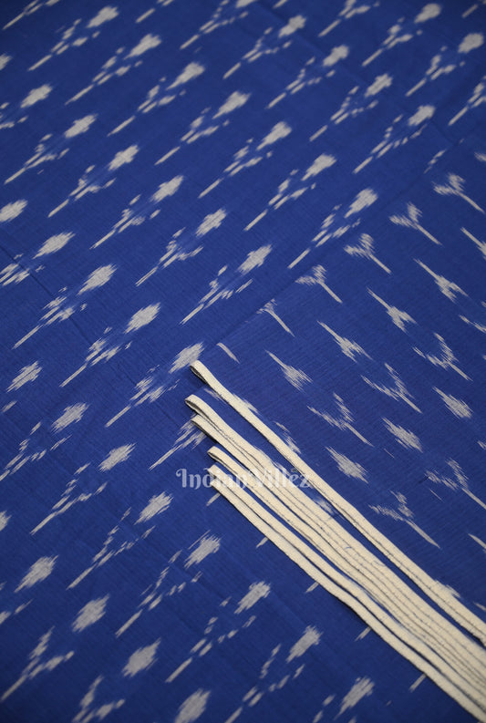 Blue Handwoven Pochampally Ikat Cotton Fabric