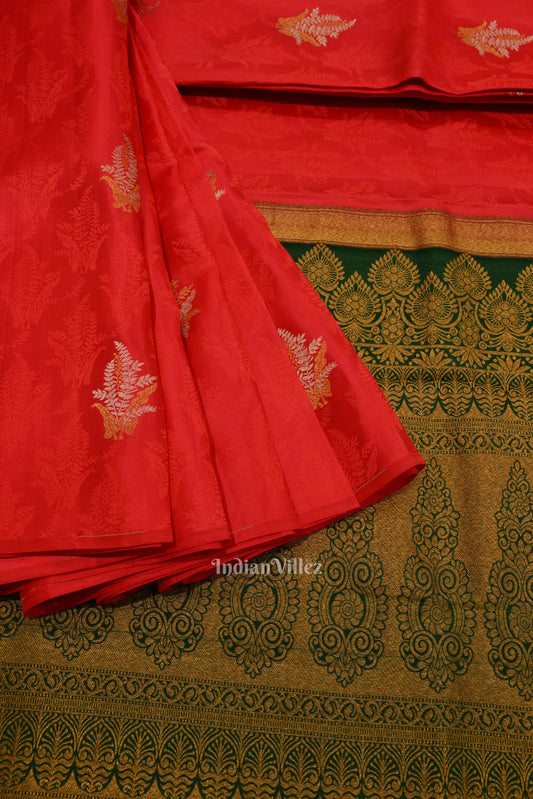 Red Green Contemporary Kanjivaram Silk Saree