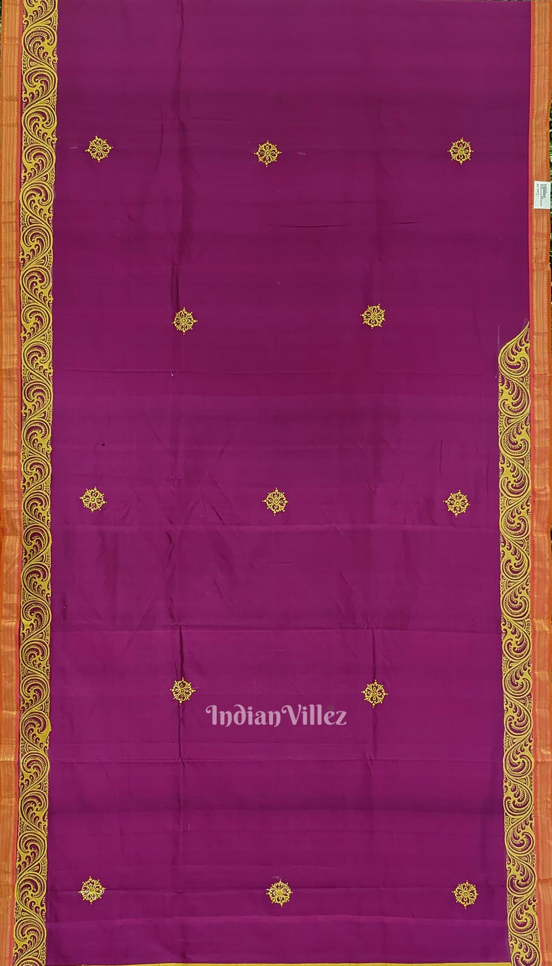 Deep Maroon Sita Vivah Theme Hand-Painted Pattachitra Saree