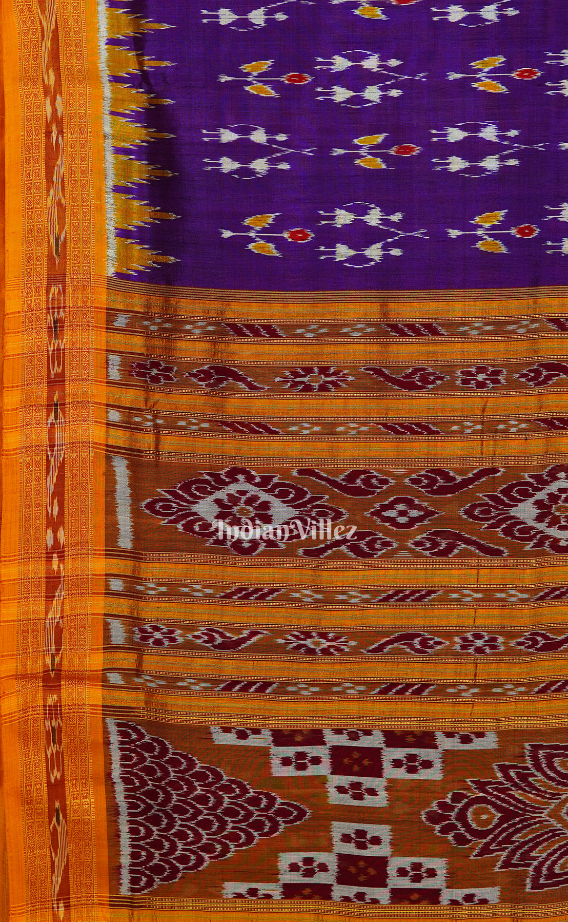 Purple Tribal Theme Odisha Ikat Khandua Silk Saree