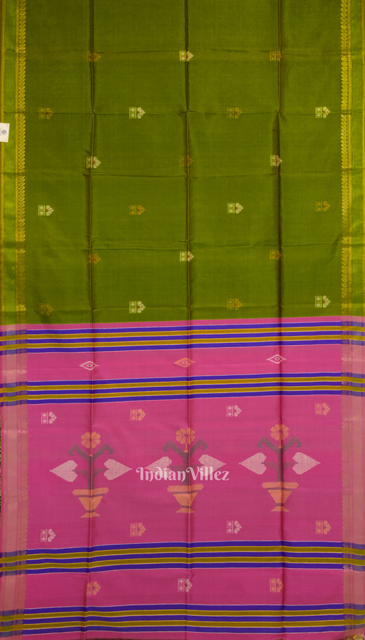 Green With Pink Dual Tone Pure South Soft Silk Saree